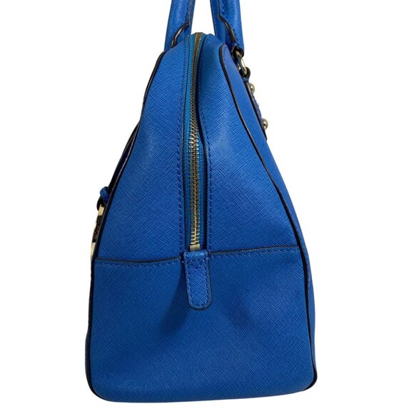 MICHAEL KORS Large Blue Boston Bowlers Satchel Shoulder Bag w/ Bag Charm EUC - Picture 3 of 14